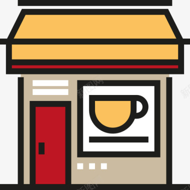 咖啡馆城市2线性颜色图标图标