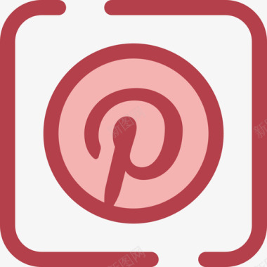 Pinterest社交网络4红色图标图标