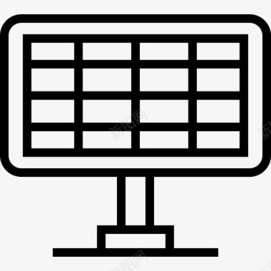 太阳简笔太阳能电池板工业3线性图标图标