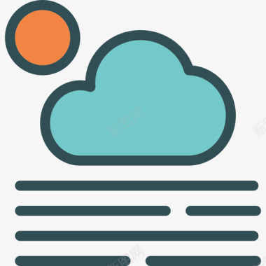 天气图标太阳雾16号天气线性颜色图标图标