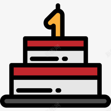 生日蛋糕食品和餐厅大包装颜色线性颜色图标图标