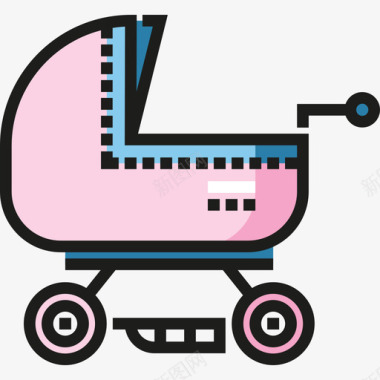 童车婴儿和玩具4线性颜色图标图标