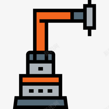 工厂工人矢量工业机器人工厂机械4线颜色图标图标
