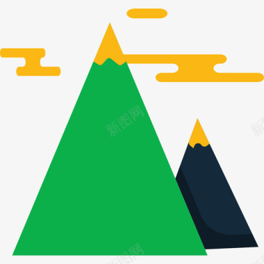 山山彩色杂集图标平坦图标