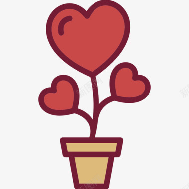 爱植物线性颜色情人节套装浅圆形图标图标