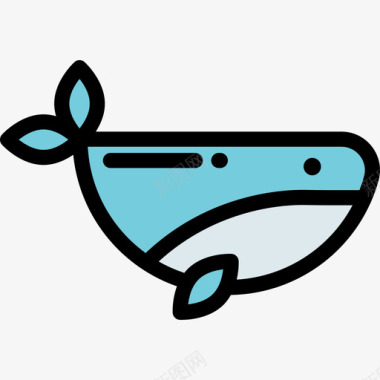 鲸鱼海洋生物2线性颜色图标图标