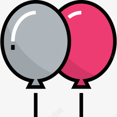 气球刚结婚直线颜色图标图标