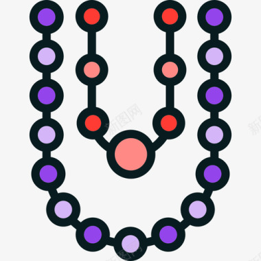 珍珠狂欢节元素线性颜色图标图标