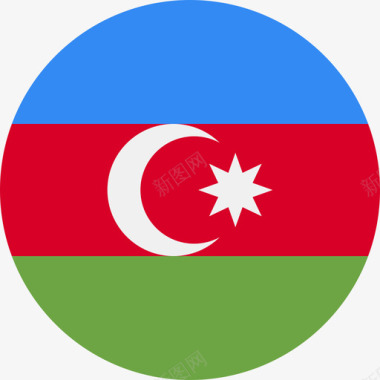 圆形轮廓阿塞拜疆国旗圆形图标图标