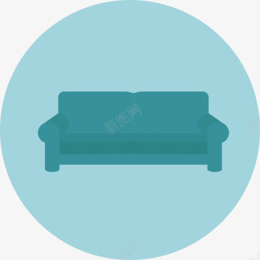 沙发房地产和家具圆形公寓图标图标