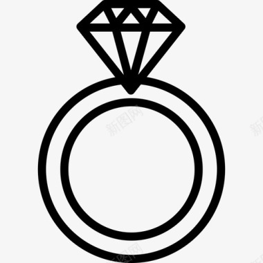 订婚戒指浪漫和婚礼元素直线型图标图标