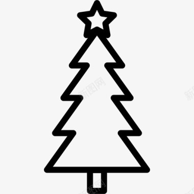 圣诞树假日和圣诞元素线性图标图标