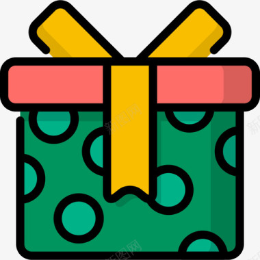 礼品礼品盒圣诞节26线性颜色图标图标