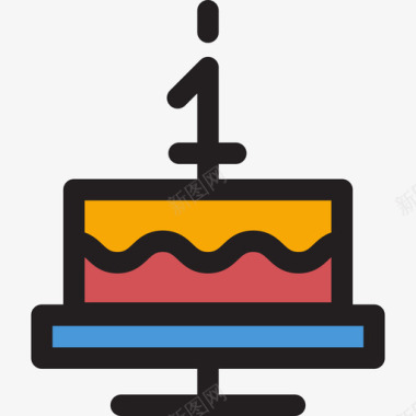 生日蛋糕婴儿4线性颜色图标图标