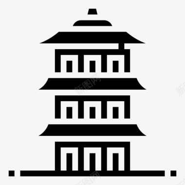 中国古塔建筑地标图标图标