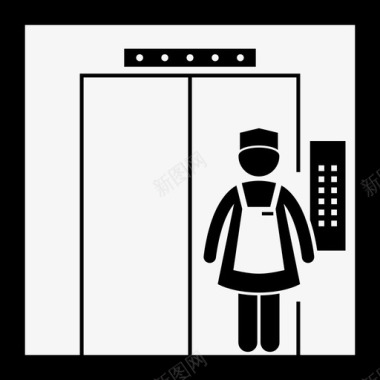 电梯里的女佣女孩看门人图标图标