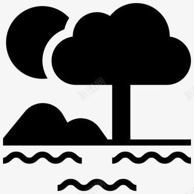 萨凡纳湖地标树木图标图标