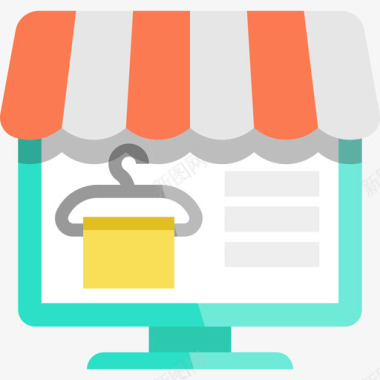 网店电子商务和购物元素持平图标图标