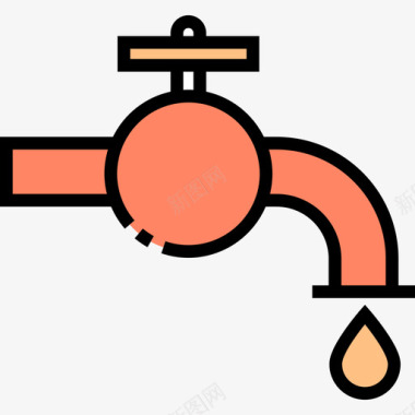 漏水的水龙头水龙头建筑构造4线颜色图标图标