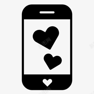 智能手机心脏社交媒体图标图标