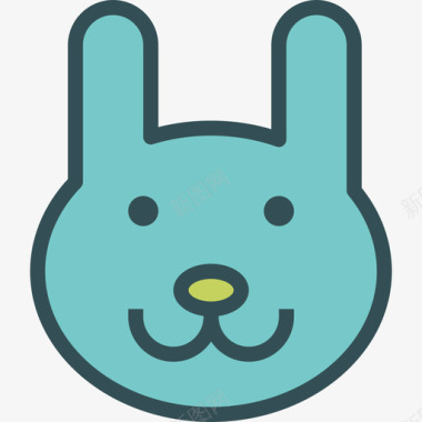 兔子人物线条颜色图标图标