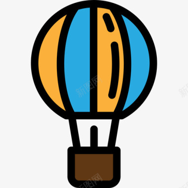 热气球运输工具线颜色图标图标