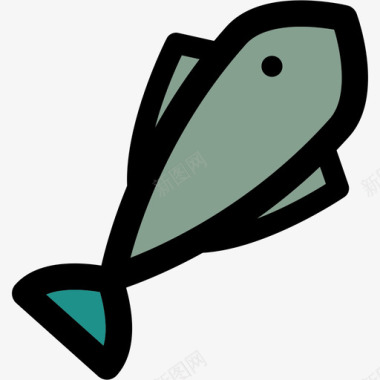 鱼彩色厨房用品线颜色图标图标