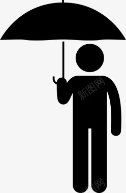 男子撑伞携带人图标图标