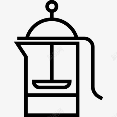法国出版社咖啡店元素直线图标图标