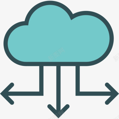 色彩盒云计算技术线性色彩图标图标