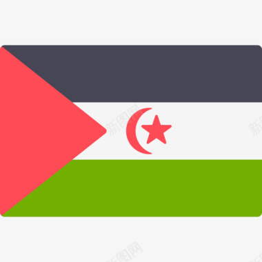 多彩方形阿拉伯撒哈拉民主共和国国际旗帜长方形图标图标