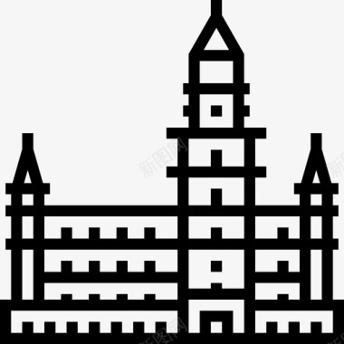 市政布鲁塞尔市政厅地标直线形图标图标