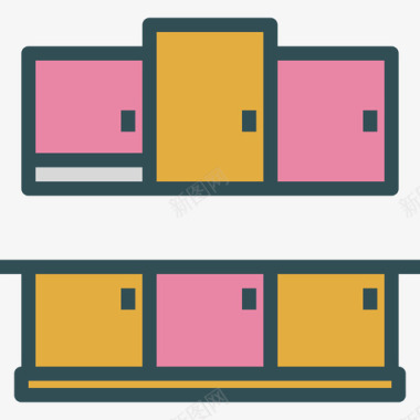 厨房墙壁厨房家用2线性颜色图标图标