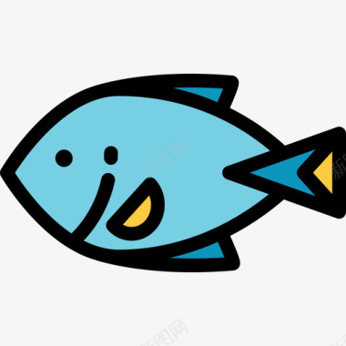 杀鱼鱼海洋生物2线状颜色图标图标