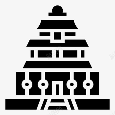 庙宇建筑中国图标图标