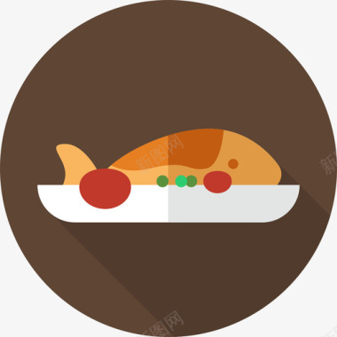 鱼圆形食物扁平图标图标