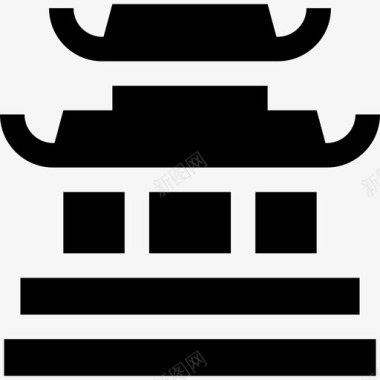 中国庙宇坚实的旅游元素充盈图标图标