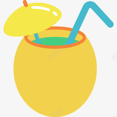 鸡尾酒彩色巴西元素扁平图标图标
