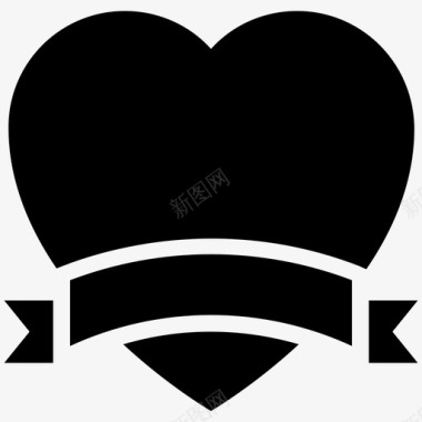 红心心形横幅爱情符号泰阿莫图标图标