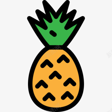 菠萝食品和餐厅大包装颜色线性颜色图标图标