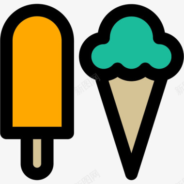 冰淇淋休闲汇编线条色彩图标图标