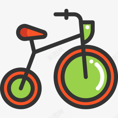 线条圆圈自行车儿童元素线条颜色图标图标