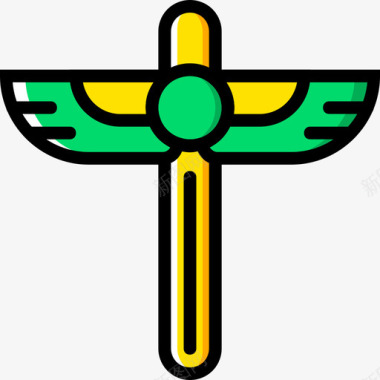 权杖符号4黄色图标图标
