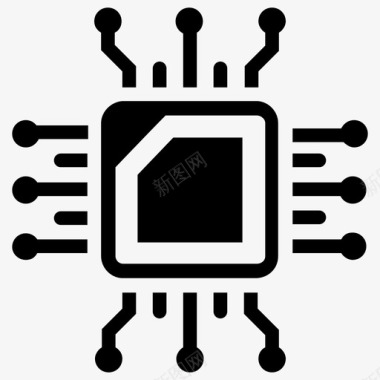 灰色计算机微处理器电路板计算机处理器图标图标