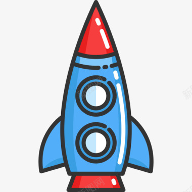 小火箭火箭卡通太空图标线性颜色图标