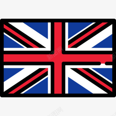 英国旗帜收藏长方形图标图标