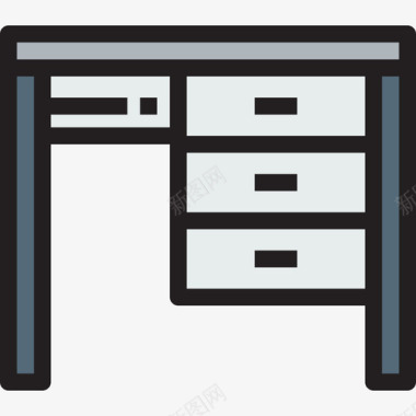 办公桌家具和家居用品线性颜色图标图标