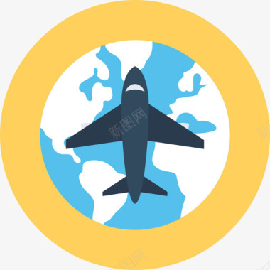 飞机全球物流2圆形图标图标