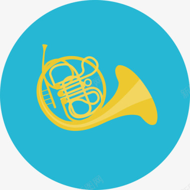法国喇叭音乐娱乐圆形扁平图标图标