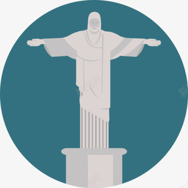 救世主基督世界纪念碑圆形平面图标图标
